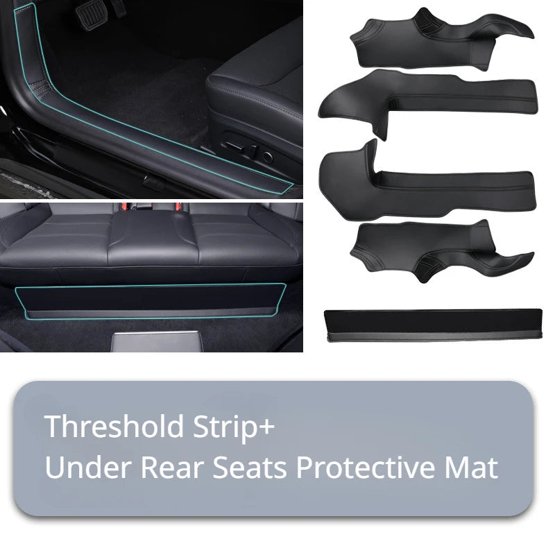 For Tesla Model 3+ Front Rear Door Sill Pad Door Welcome Pedal Threshold Strip 4PCS Leather New Model3 Highland 2024 Accessories RISE DEFENSE SYSTEMS.AI PRODUCTS