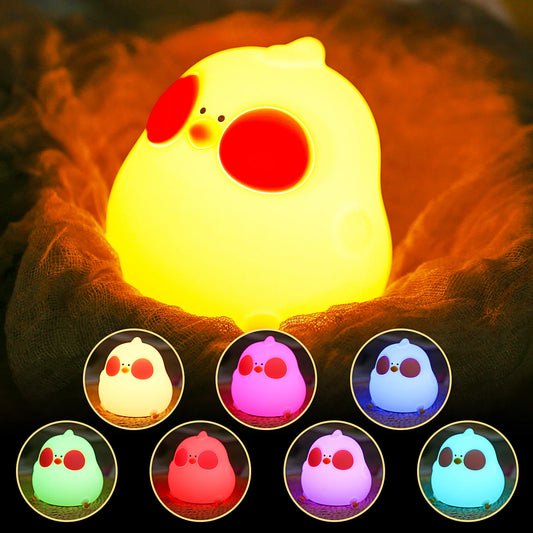 RGB Changing Nightlight Cute Chicken Night Light Silicone Chick Bedside Nursery Lamp Dimmable Rechargeable Tap Control for Baby RISE DEFENSE SYSTEMS.AI PRODUCTS