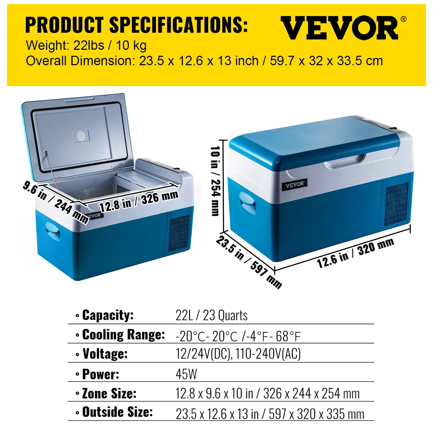 VEVOR 20L 22L 35L 45L 55L Car Refrigerator Mini Fridge Freezer Portable Compressor Cooler 12/24V DC 110-240V Ice Box for Camping RISE DEFENSE SYSTEMS.AI PRODUCTS