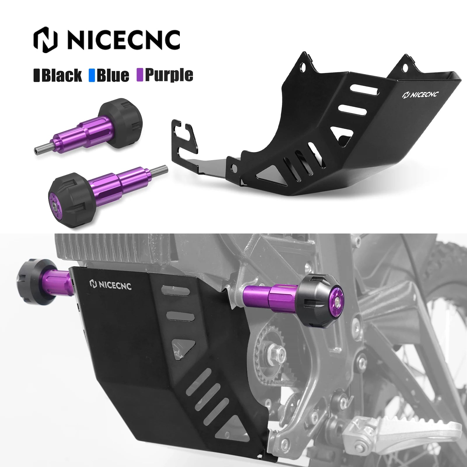 For Surron Light Bee X S L1E NICECNC Electric Dirt Bike Engine Chassis Guard Cover Frame Slider Crash Falling Protection Pad Kit RISE DEFENSE SYSTEMS.AI PRODUCTS