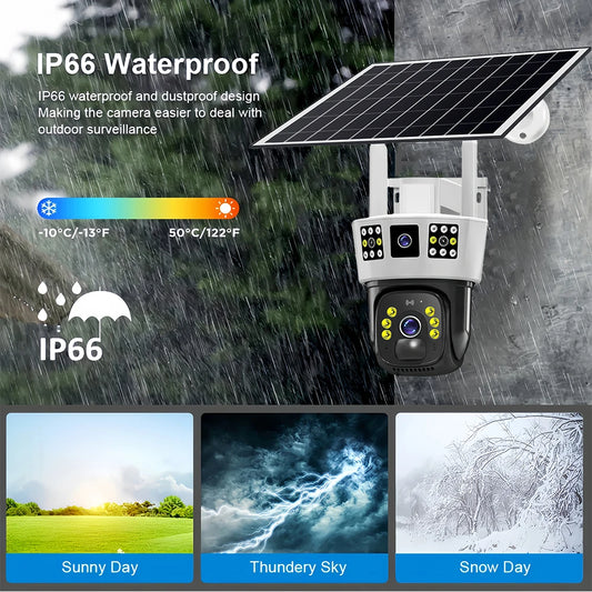 V380Pro Outdoor Solar Camera CCTV 4G SIM Card Surveillance with Night Vision PIR Human Detection Wifi 12MP 6K for Home Security RISE DEFENSE SYSTEMS.AI PRODUCTS