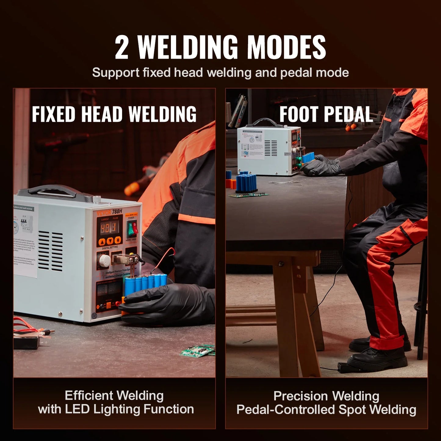 VEVOR Battery Spot Welder 788H Portable Battery Welding Machine with 2 Welding Modes  LED Lighting for 18650 14500 Battery Packs RISE DEFENSE SYSTEMS.AI PRODUCTS