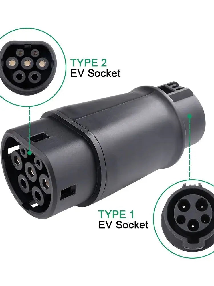JDMEX Electric Vehicle Charging Connector Type 1 J1772 to Type 2 EV Adapter Type 1 to Type 2 IEC 62196-2 EVSE Charger EV Adaptor RISE DEFENSE SYSTEMS.AI PRODUCTS