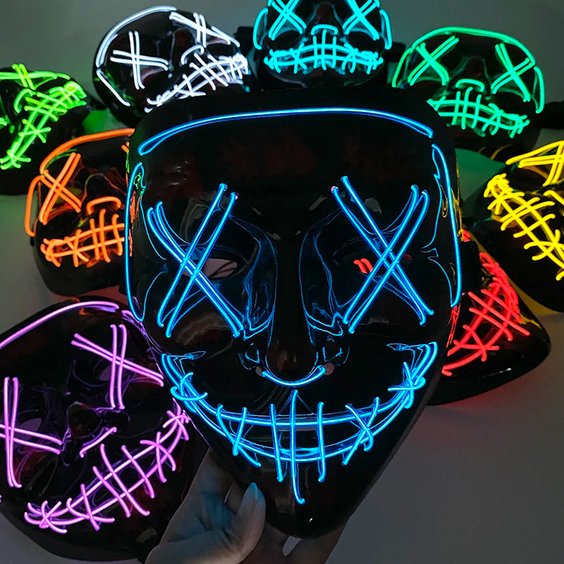 Wireless Horror Luminous Glowing Mask Full Face LED Light Purge Mask mascara Halloween Cosplay Party Mask Festival Costume Decor RISE DEFENSE SYSTEMS.AI PRODUCTS