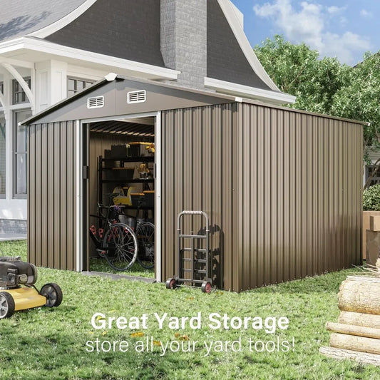 Lockable Door Metal Tool Shed with Sliding Door and Air Vents, Storage House for Gardening Tools, Metal Storage Shed for Garden RISE DEFENSE SYSTEMS.AI PRODUCTS