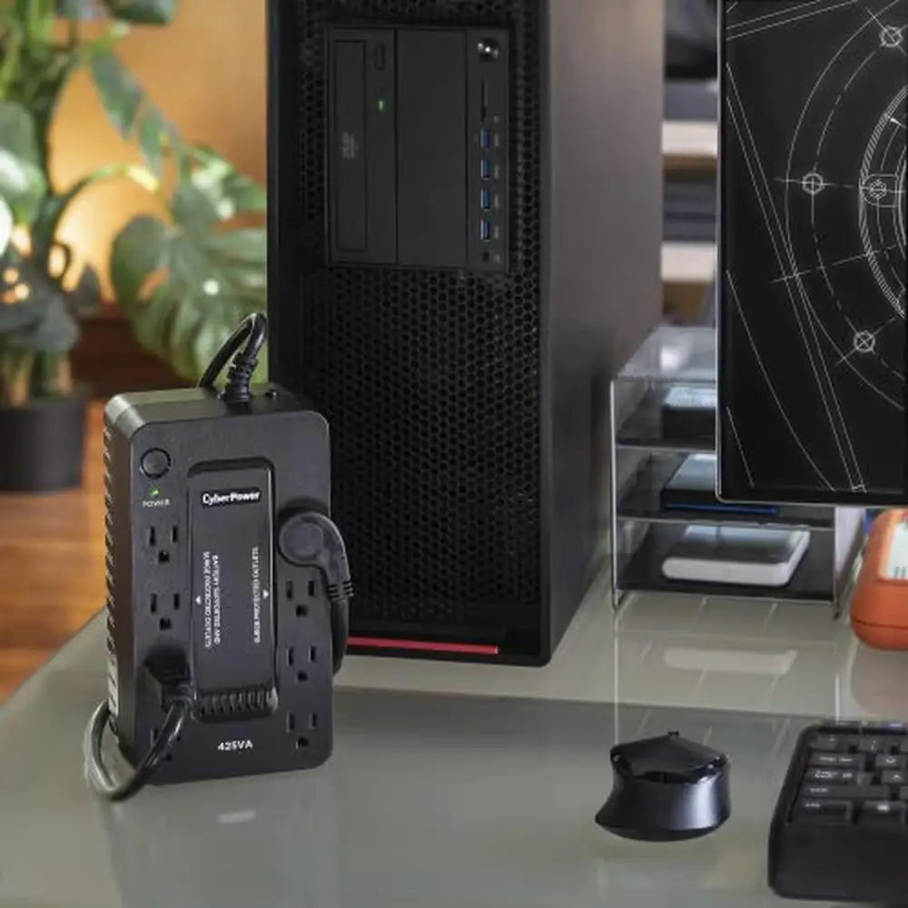 Standby Battery Backup UPS System 425VA/260W 8 Outlets Compact Design  UPS RISE DEFENSE SYSTEMS.AI PRODUCTS
