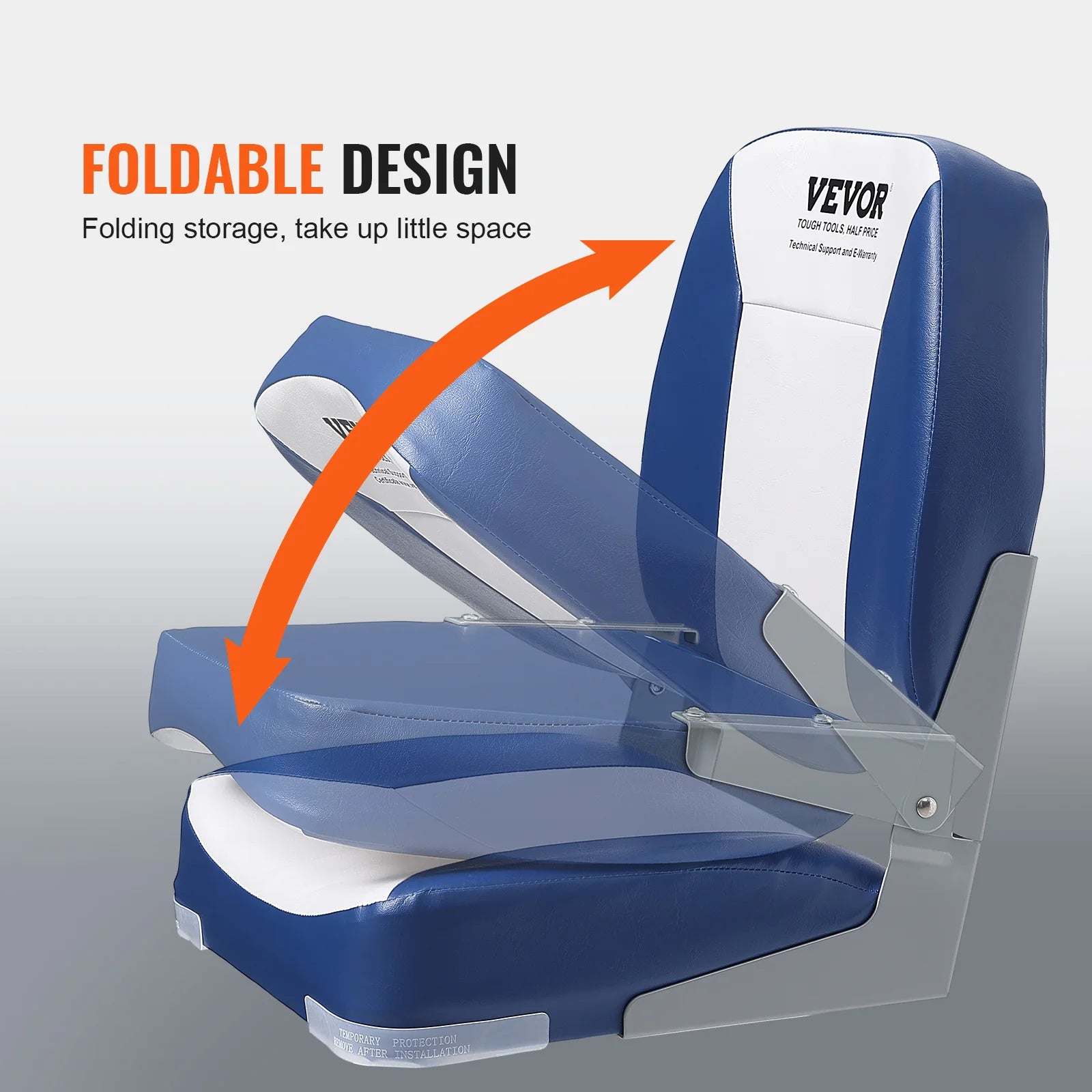 VEVOR Boat Seat 18.9" Low Back Boat SeatFolding Boat Chair with Thickened Sponge Padding and Hinge Fold-Down Boat Captain Chair RISE DEFENSE SYSTEMS.AI PRODUCTS