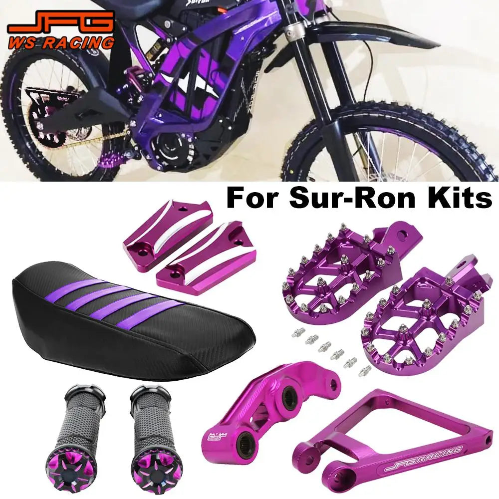 CNC Footpegs Motorcycle Accessories Seat Cover Grips Suspension Linkage Peg For Surron Sur Ron Light bee S X Electric Bike Parts RISE DEFENSE SYSTEMS.AI PRODUCTS