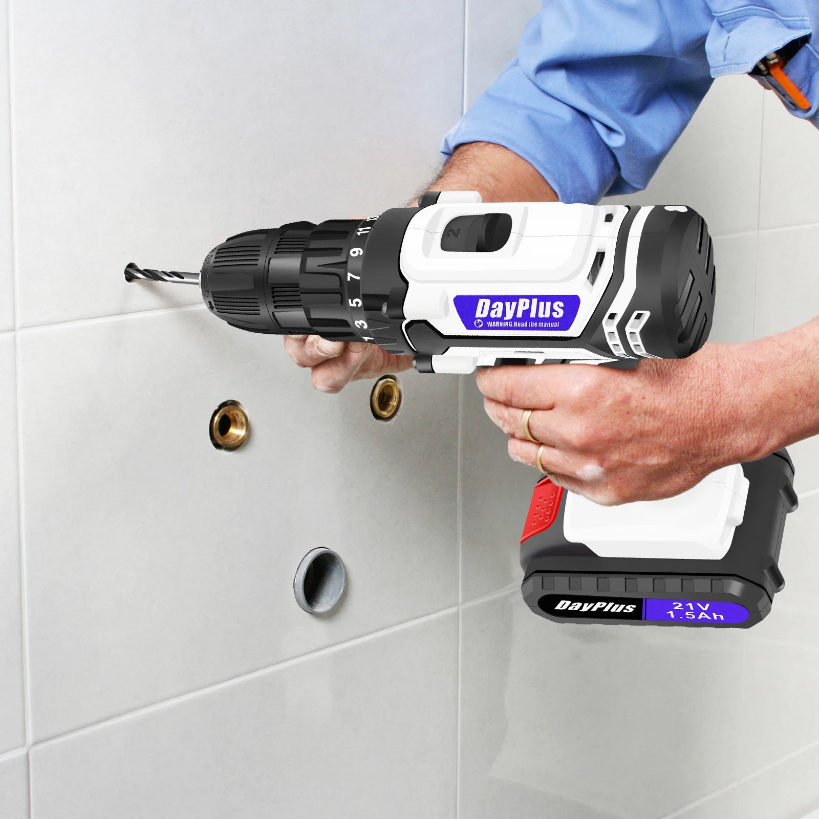 21V Portable Cordless Power Drill Set Impact Screw Driver with 1500mAh Li-Ion Rechargeable Battery 25+1 Torque Setting 45N.m RISE DEFENSE SYSTEMS.AI PRODUCTS