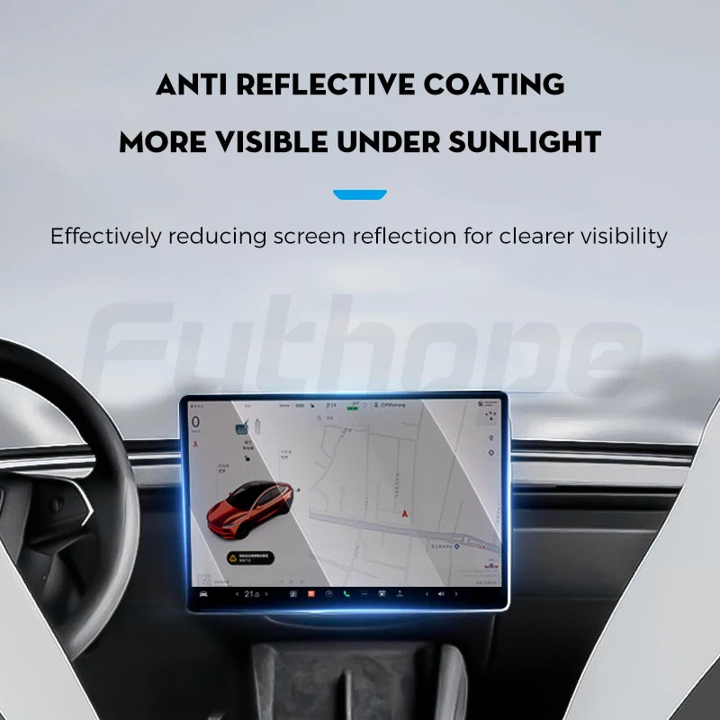 Futhope Tempered Glass Screen Protector For Tesla Model 3 Highland Y 2021-2024 Matte Glare HD Center Control Film Protection RISE DEFENSE SYSTEMS.AI PRODUCTS