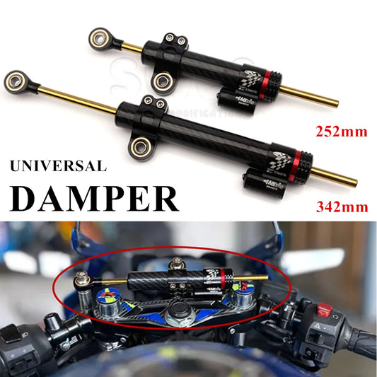 Motorcycle  Adjustable Damper Steering Stabiliz 252mm 342mm steering stabilizer for Honda Kawasaki Yamaha Carbon fiber texture RISE DEFENSE SYSTEMS.AI PRODUCTS