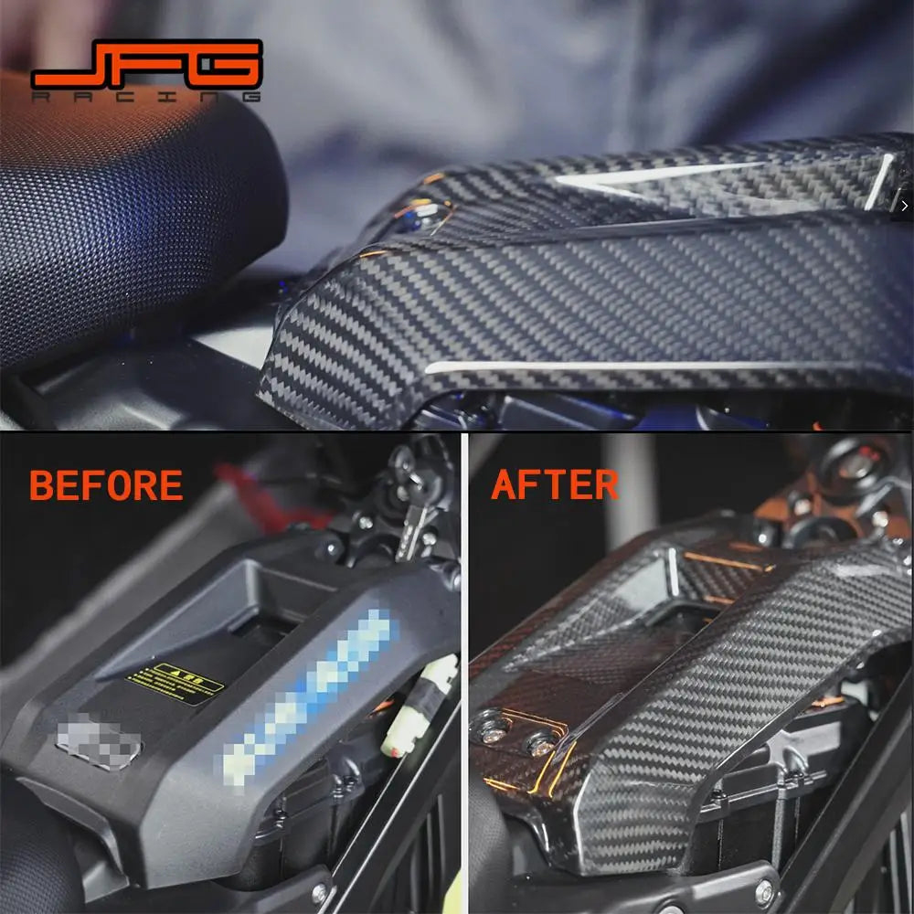 Funparts Carbon Fiber Motorcycle Battery Compartment Cover Guard For Surron Sur-Ron Sur Ron Lightbee Light Bee X S L1E RISE DEFENSE SYSTEMS.AI PRODUCTS