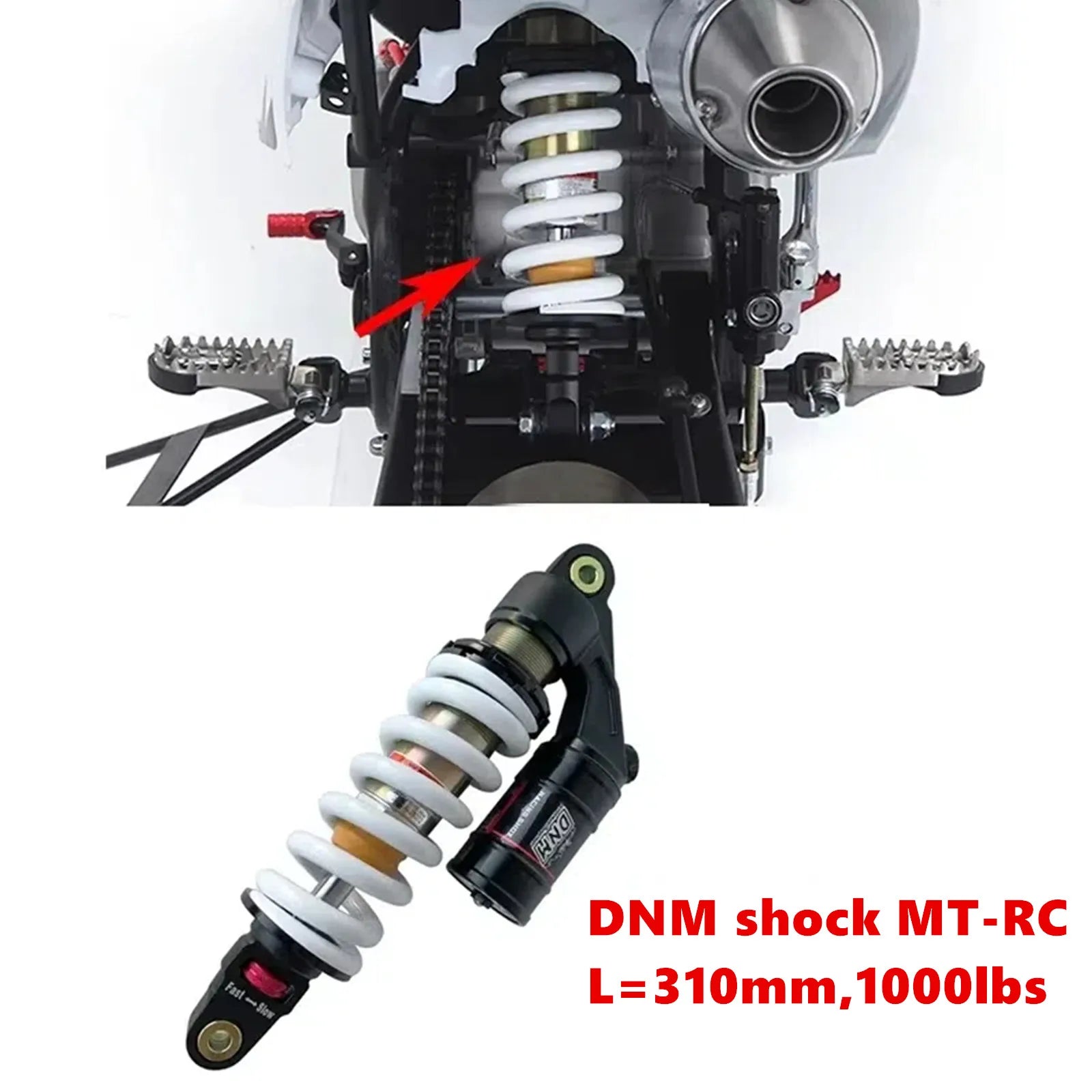 Original DNM MT-RC 310mm 1000lbs Motorcycle Rear Shocks Absorber Suspension for Honda CRF100 Kawasak Pit Dirt Bike  ATV Motocros RISE DEFENSE SYSTEMS.AI PRODUCTS