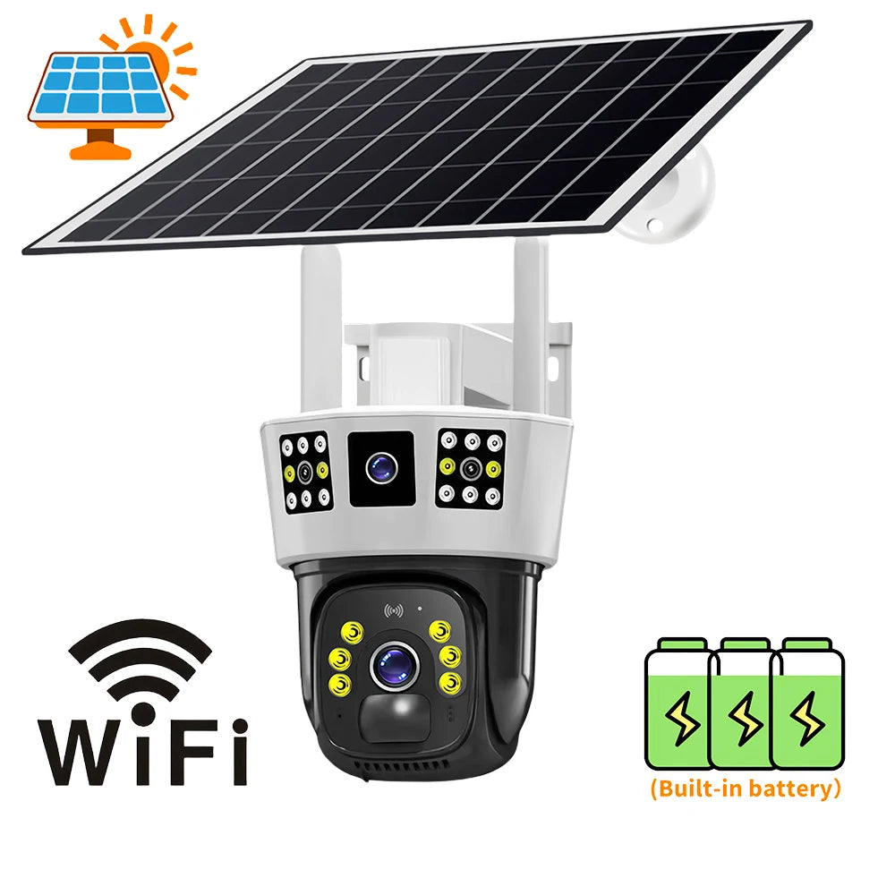 V380Pro Outdoor Solar Camera CCTV 4G SIM Card Surveillance with Night Vision PIR Human Detection Wifi 12MP 6K for Home Security RISE DEFENSE SYSTEMS.AI PRODUCTS