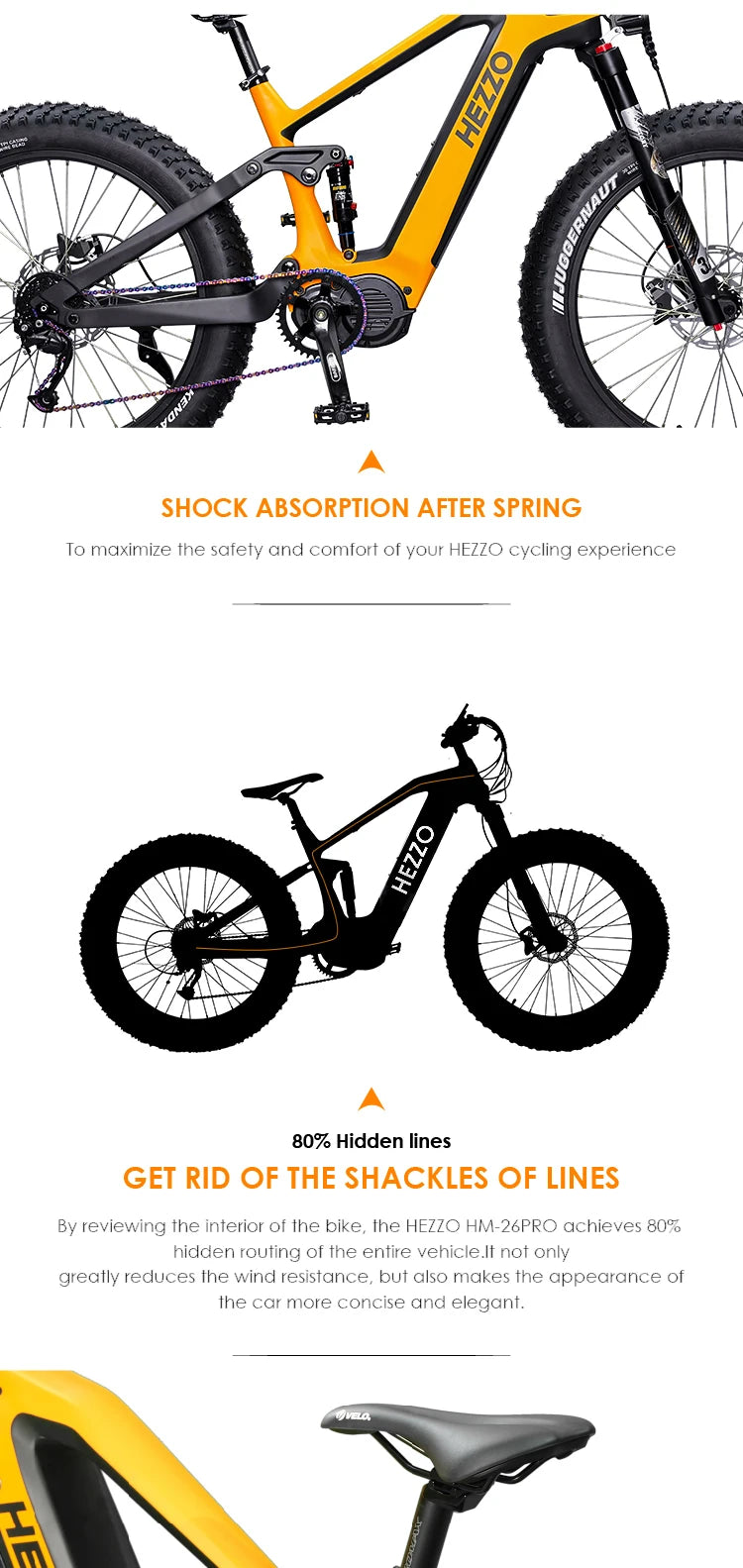 HEZZO 52V 1000W 21Ah Carbon Fiber Electric Bicycle BAFANG Middrive Ebike, 26x4.5 