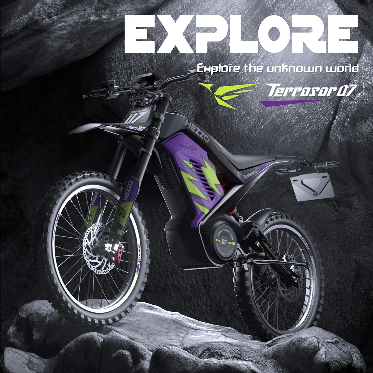 HEZZO-Electric Dirt Bike, Off-Road Ebike, Top Speed 100 km/h, 389NM, 120km Long Range, 72V, 35Ah, 8000W RISE DEFENSE SYSTEMS.AI PRODUCTS