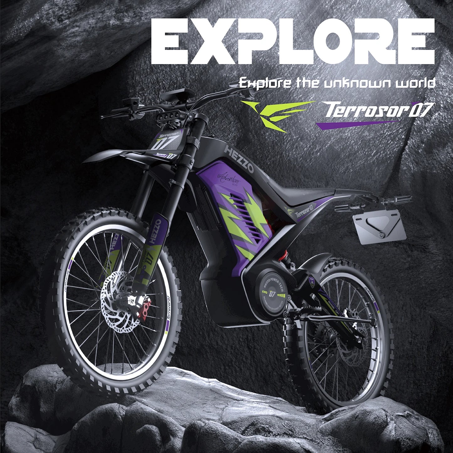 HEZZO-Electric Dirt Bike, Off-Road Ebike, Top Speed 100 km/h, 389NM, 120km Long Range, 72V, 35Ah, 8000W RISE DEFENSE SYSTEMS.AI PRODUCTS