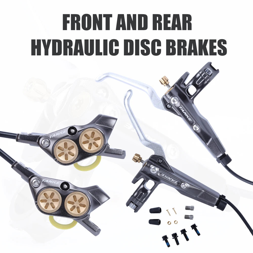 TANKE E-Bike MTB 4 Piston Hydraulic Disc Brake Set 160mm Rotors Oil Pressure Brakes Front Rear Mountain Bicycle Clamp Ultralight RISE DEFENSE SYSTEMS.AI PRODUCTS