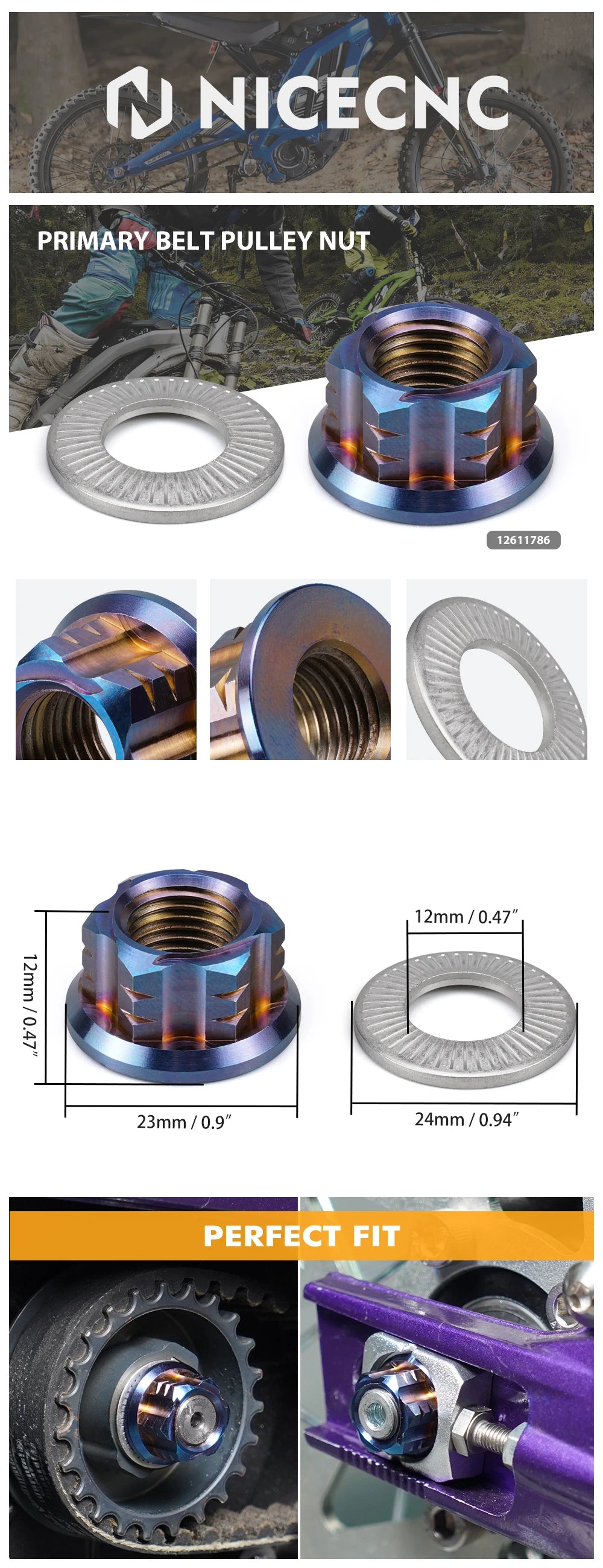 NICECNC For Surron Light Bee X Electric Bike Engine Case Saver Motor Pulley Guard Cover Light Bee S Primary Belt Pulley Nut Kit RISE DEFENSE SYSTEMS.AI PRODUCTS