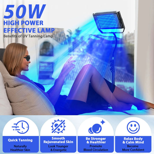Ultraviolet Tanning Lamp 50W Tripod Solarium Lamp for Tanning Body 48PCS Blue Light Lamp Wavelength 460nm & 480nm Skin care RISE DEFENSE SYSTEMS.AI PRODUCTS