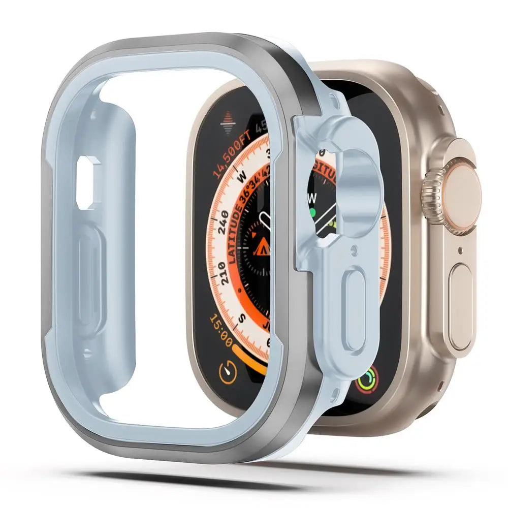 Aluminum alloy Case For Apple Watch Ultra 2 49mm series 9 8 7 6 se 5 TPU Bumper+Metal Frame For iWatch 45mm 41mm 44mm 40mm Cover RISE DEFENSE SYSTEMS.AI PRODUCTS