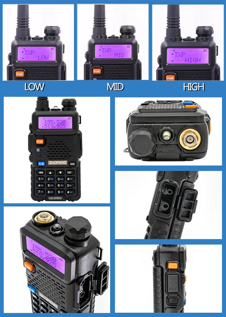 Baofeng Walkie Talkie UV 5R 5W 8W Dual Band Ham Two Way Radio Vhf Uhf FM Radio Handheld Transceiver Hunting 16KM RISE DEFENSE SYSTEMS.AI PRODUCTS
