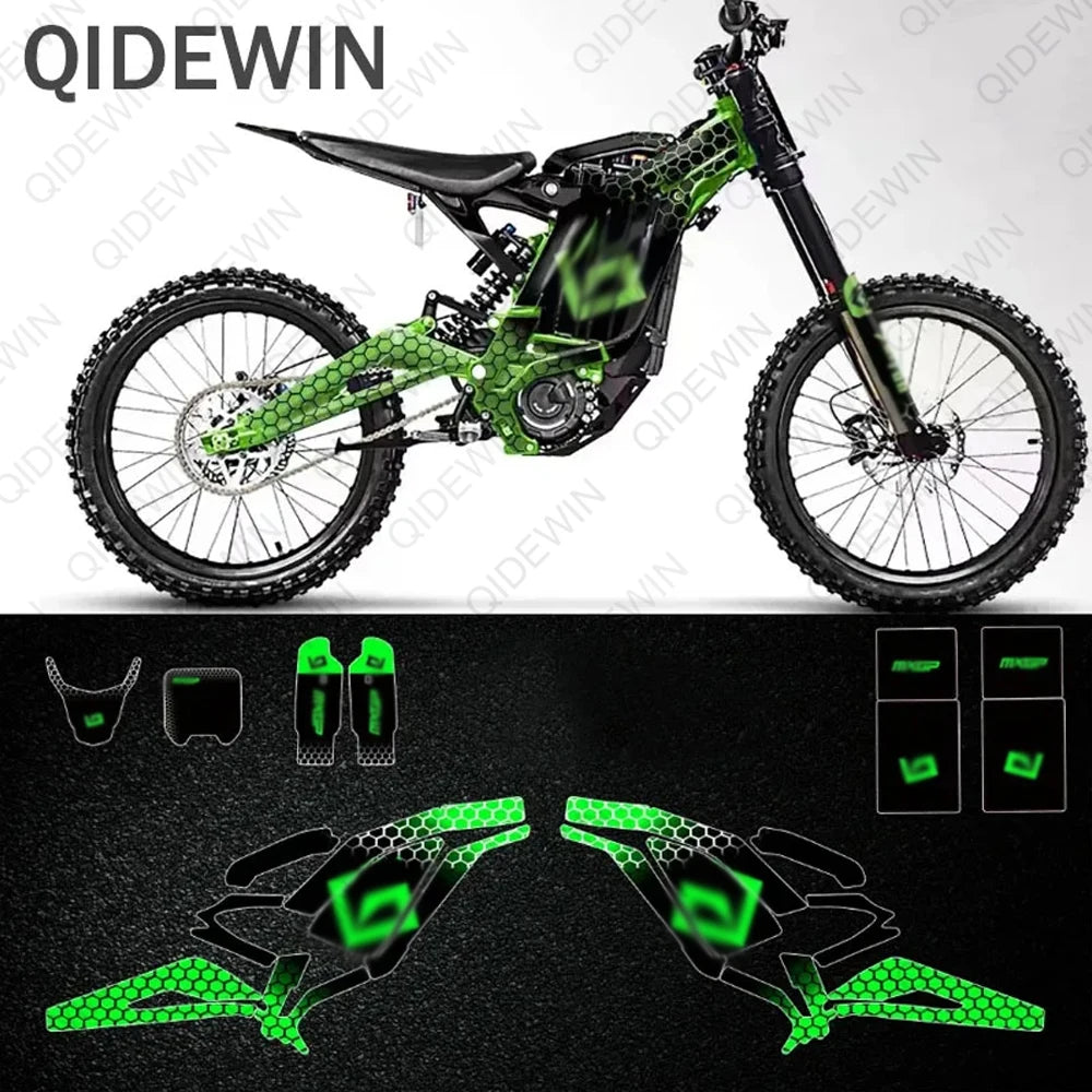 Decorative decals for SURRON Light bee X/S motorcyclesPaint protection filmPersonalized decorative stickers RISE DEFENSE SYSTEMS.AI PRODUCTS