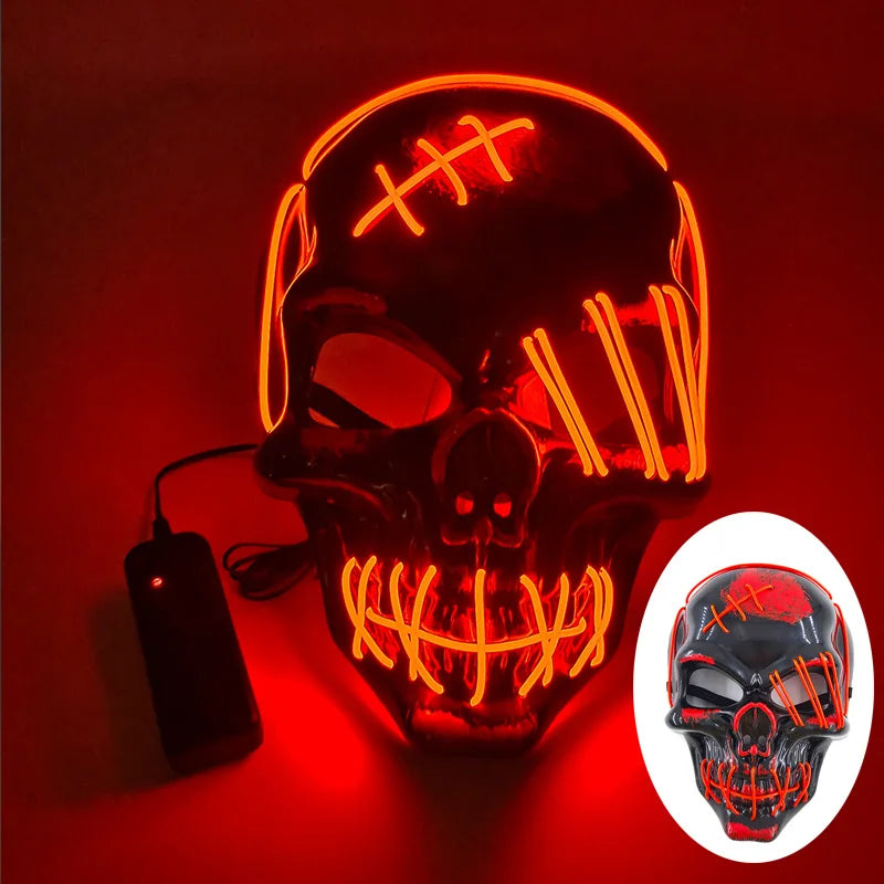 Halloween Film Theme Light Up Glowing Scary Mask LED Luminous Horror Purge Mask Cosplay Bar Party Supplies Neon Full Face Mask RISE DEFENSE SYSTEMS.AI PRODUCTS