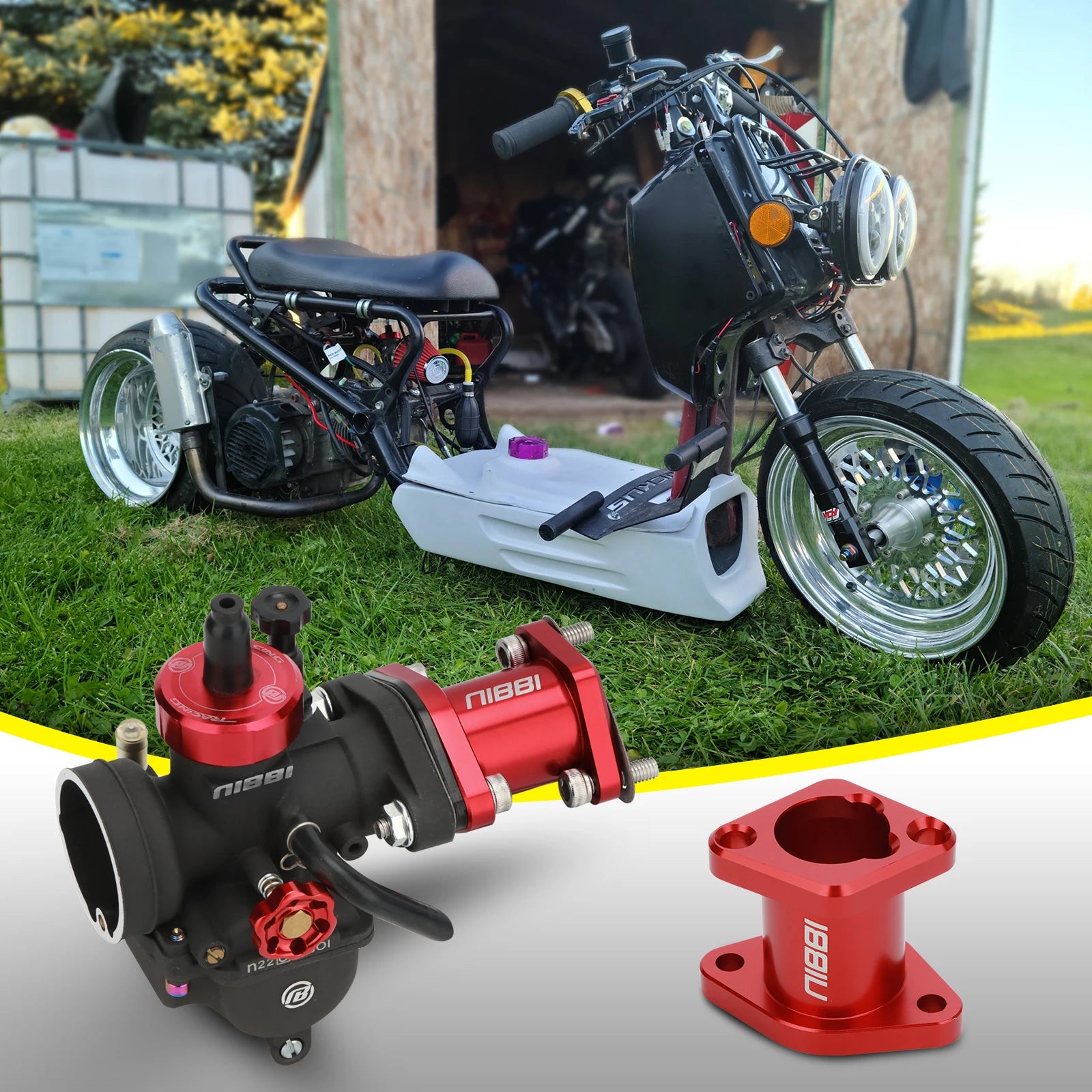 NIBBI Predator212 Intake Manifold Pipe Inlet Honda Motorcycle Racing VM22/VM26 Carburetor Predator196cc 212cc 224cc Engine Part RISE DEFENSE SYSTEMS.AI PRODUCTS
