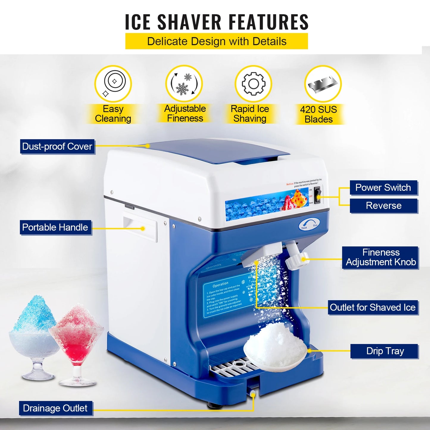 VEVOR 120/200 KG/H Electric Ice Shaver Branch Crusher Chopper Smoothie Blender Granizing Machine Shredder Snow Cone Cubes Maker RISE DEFENSE SYSTEMS.AI PRODUCTS