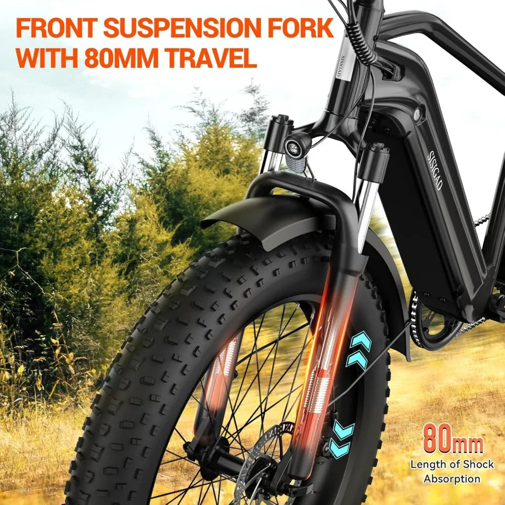 Electric Bike for Adults, Fat Tire,26" All-terrain Bicycle, Peak 1400W Motor, 50Miles Range and 32MPH Top Speed,7-Speed Ebike RISE DEFENSE SYSTEMS.AI PRODUCTS