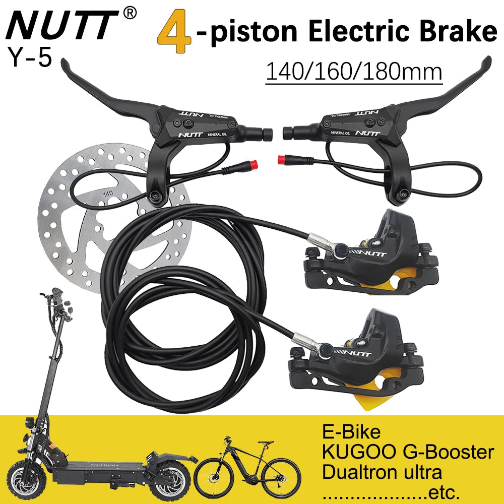 NUTT 4 Piston Y-5 Electric E-Bike Scooter Disc Brake Hydraulic Bicycle 140 160 180 Rotor For A5-D KUGOO Dualtron Kaabo Mantis RISE DEFENSE SYSTEMS.AI PRODUCTS