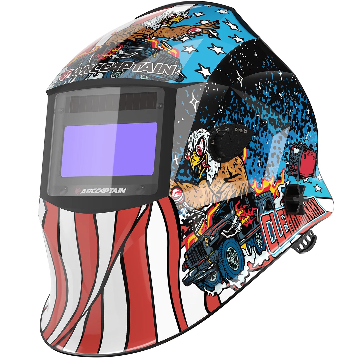 ARCCAPTAIN Welding Helmet Welder Mask Chameleon Large View True Color Solar Power Auto Darkening Welding For Arc Weld Grind Cut RISE DEFENSE SYSTEMS.AI PRODUCTS