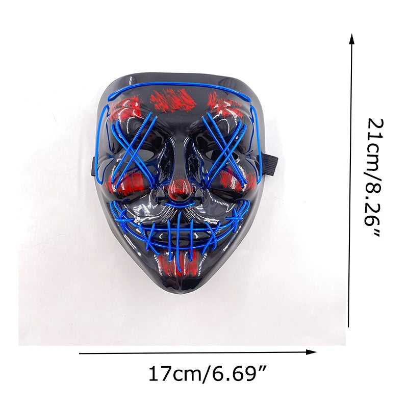 Wireless Horror Luminous Glowing Mask Full Face LED Light Purge Mask mascara Halloween Cosplay Party Mask Festival Costume Decor RISE DEFENSE SYSTEMS.AI PRODUCTS