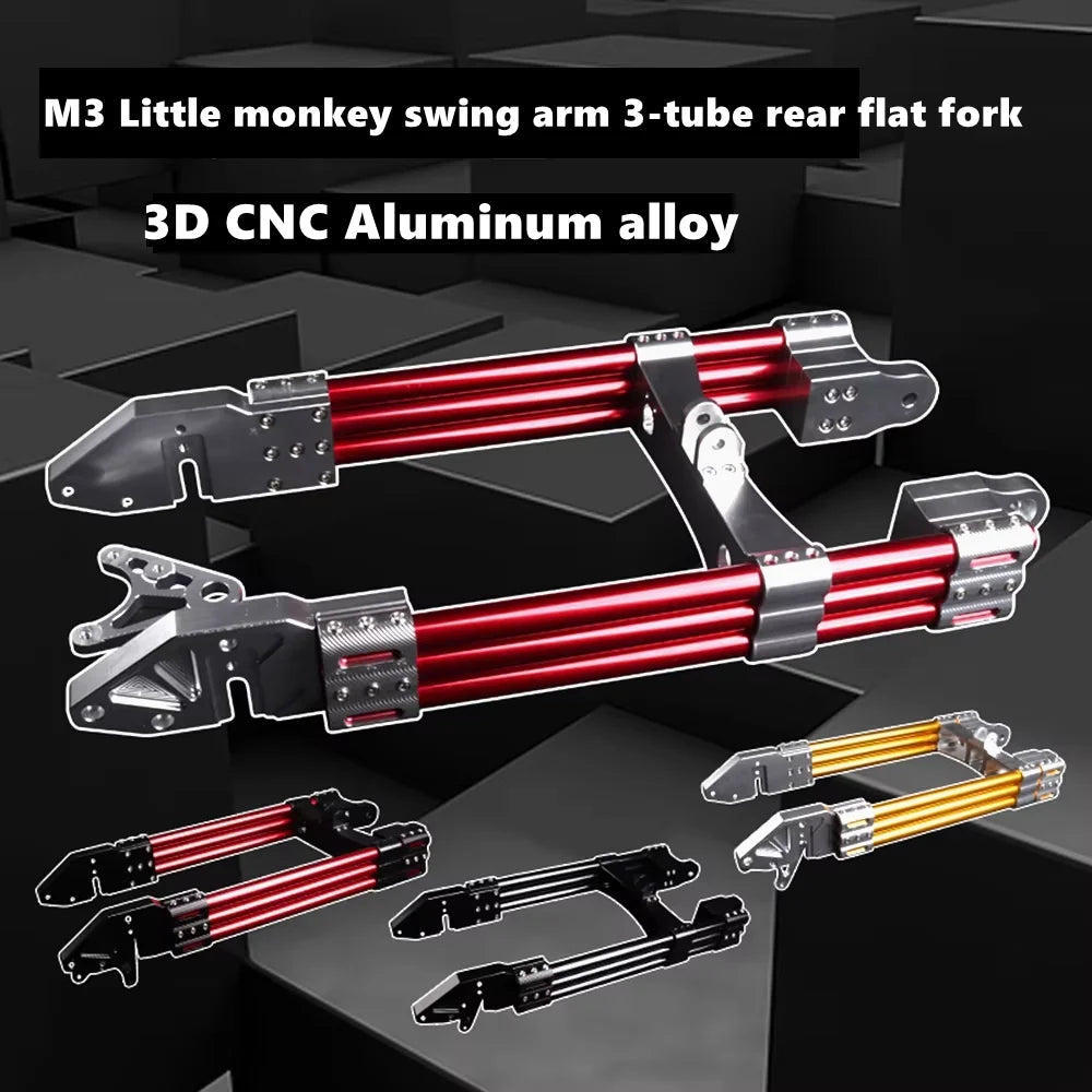 Electric Motorcycle Swing Arm New 3D CNC Adjustable 3-tube Water Pipe Rear Flat Fork Universal For M3 M5 M6 Little Monkey Modify RISE DEFENSE SYSTEMS.AI PRODUCTS