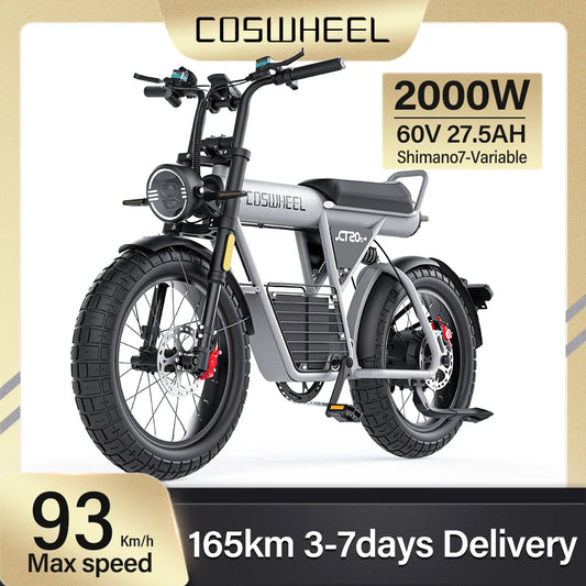 Adult Electric Bike CT20S 2000W Motorcycle electric bicycle 93km/h Speed ebike 20*5.0inch Fat Tire 60V 27.5AH Mountain dirt bike RISE DEFENSE SYSTEMS.AI PRODUCTS