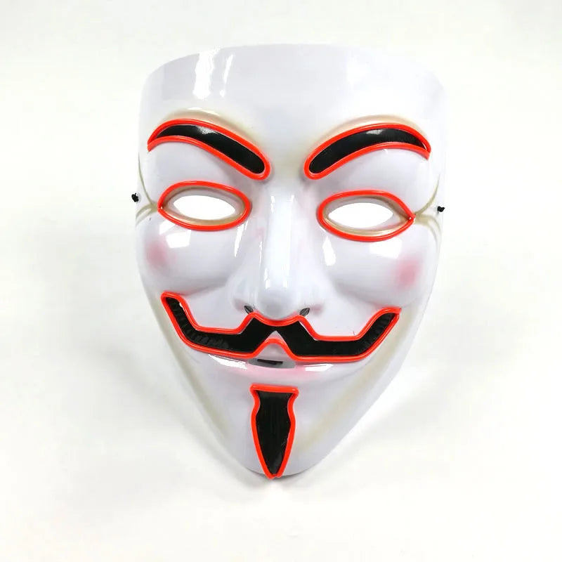 2024 Hot LED Hacker V Vendetta Mask Adults Luminous LED Light Up Mask For Glow Party Costume Accessories Halloween Mask Décor RISE DEFENSE SYSTEMS.AI PRODUCTS