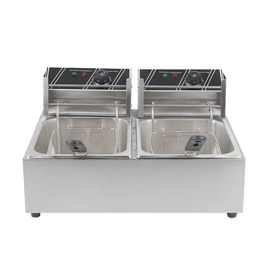 Double Tank Use Electric Induct Deep Fryer Machine 6l Commercial Freidora Chip Deep Fry for Sale RISE DEFENSE SYSTEMS.AI PRODUCTS