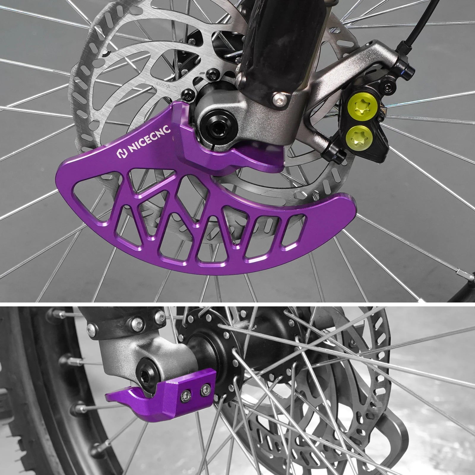 NICECNC Electric Dirt Bike Front Brake Disc Guard Front Fork Lower Leg Cover Kit For Surron Light Bee X S L1E Segway X160 X260 RISE DEFENSE SYSTEMS.AI PRODUCTS