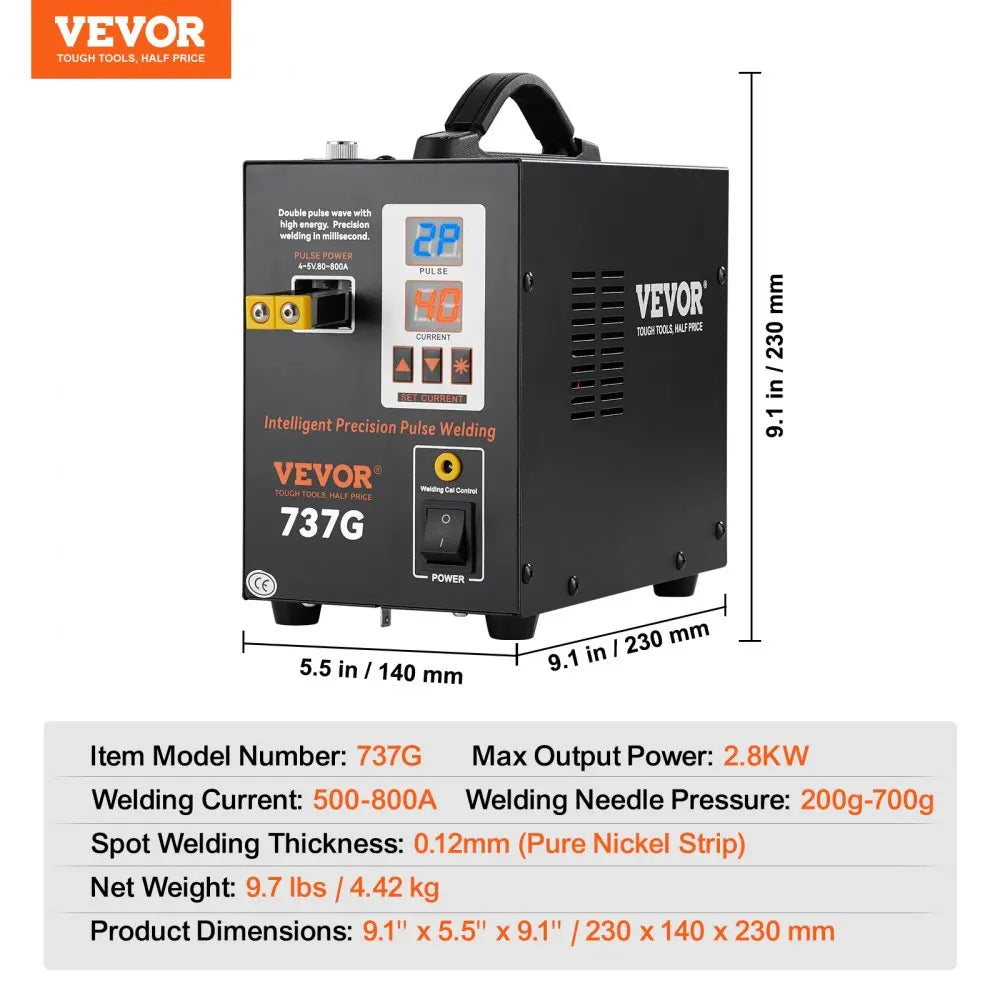 VEVOR Battery Spot Welder 788H Portable Battery Welding Machine with 2 Welding Modes  LED Lighting for 18650 14500 Battery Packs RISE DEFENSE SYSTEMS.AI PRODUCTS