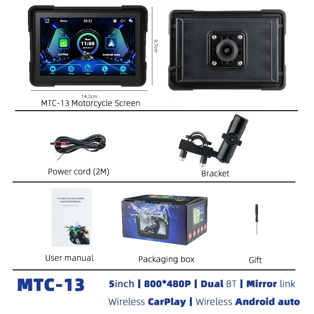 EKIY Motorcycle Navigation Apple CarPlay Display Screen Portable Motorcycle Wireless Android Auto Monitor Waterproof RISE DEFENSE SYSTEMS.AI PRODUCTS