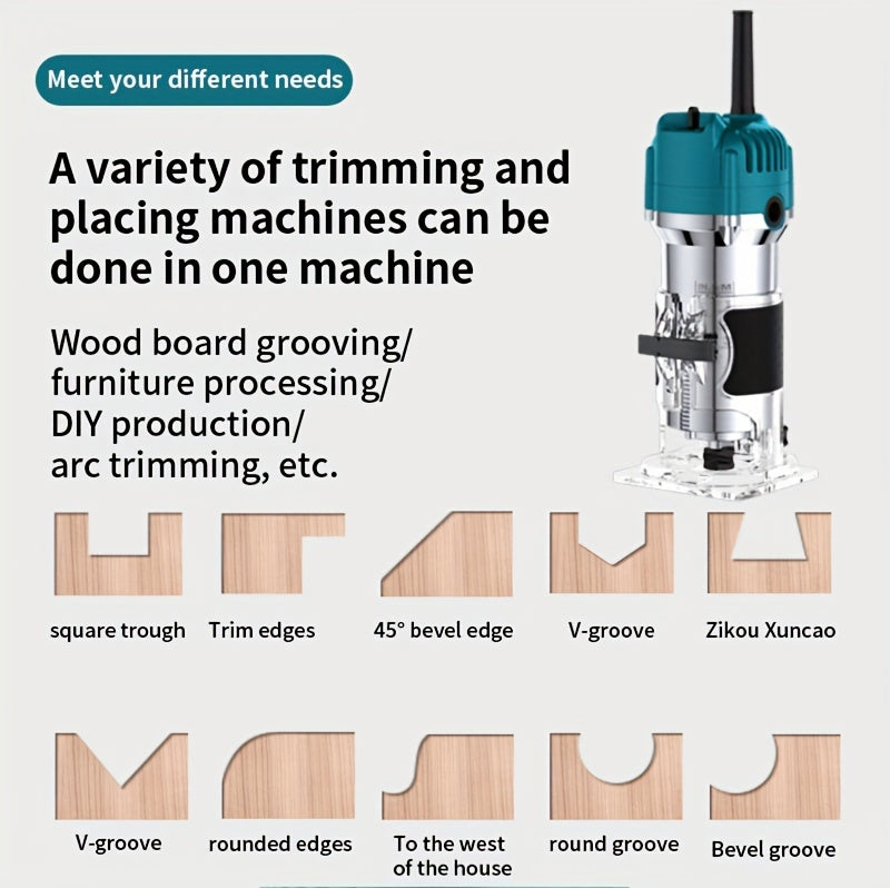 Compact 800W Wood Router for Woodworking - 35000RPM, Edge Guide, Roller Guide for Precise Trimming and Profiling, 110V Plug-In Power RISE DEFENSE SYSTEMS.AI PRODUCTS