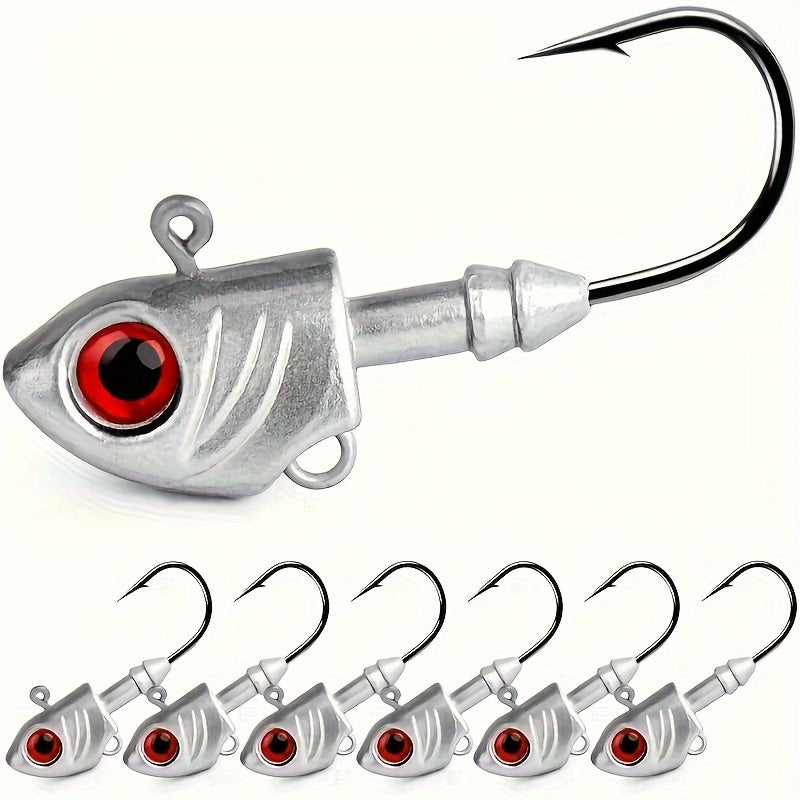 [Popular Choice] 6pcs Swimbait Jig Heads with Red Eyes - Lead Fishing Jig Heads for Freshwater and Saltwater, Essential Pike and Bass Fishing Tackles, Glow-in-the-Dark, Lure, Hook RISE DEFENSE SYSTEMS.AI PRODUCTS