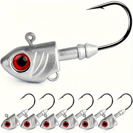 [Popular Choice] 6pcs Swimbait Jig Heads with Red Eyes - Lead Fishing Jig Heads for Freshwater and Saltwater, Essential Pike and Bass Fishing Tackles, Glow-in-the-Dark, Lure, Hook RISE DEFENSE SYSTEMS.AI PRODUCTS