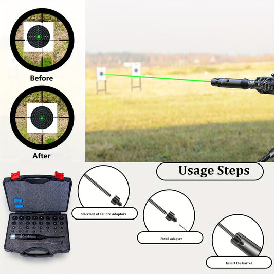 Bore Sight Laser, Site Right Laser Bore Sight, Tactical Elite Laser Bore Sight - for Multiple Calibres Green/Red Laser Bore Sight Kit with 8/32 AdaptersFits All Firearms From.17 to 12GA. RISE DEFENSE SYSTEMS.AI PRODUCTS