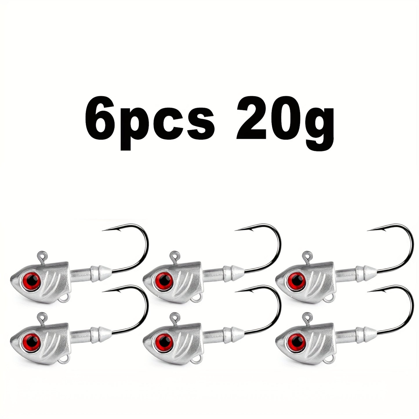 [Popular Choice] 6pcs Swimbait Jig Heads with Red Eyes - Lead Fishing Jig Heads for Freshwater and Saltwater, Essential Pike and Bass Fishing Tackles, Glow-in-the-Dark, Lure, Hook RISE DEFENSE SYSTEMS.AI PRODUCTS