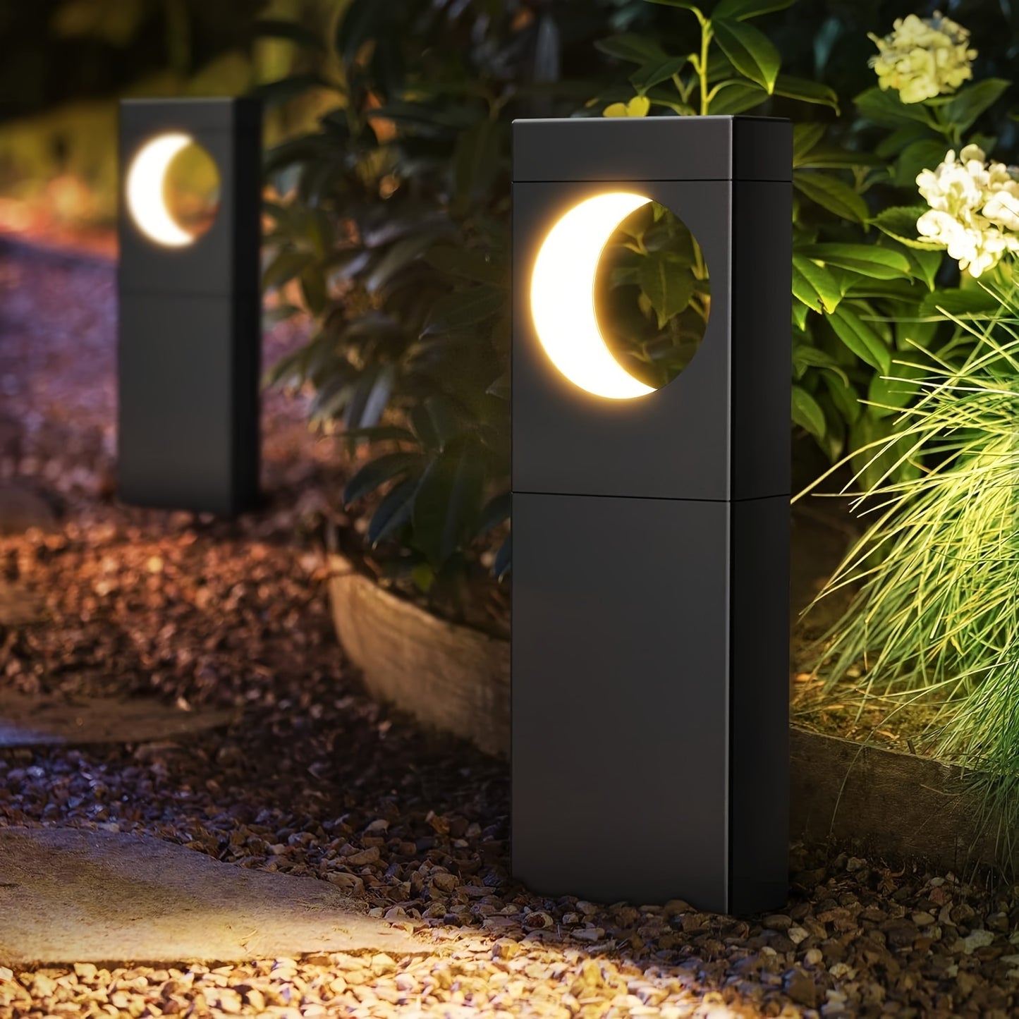 Solar Outdoor Lights 6 Pack, Bright Pathway Outdoor, Achieve, Moon Shape Landscape, Auto On/Off For Outside Yard Garden Path, IPX5 Waterproof Solar Pathway Lights Outdoor( Warm White ) RISE DEFENSE SYSTEMS.AI PRODUCTS