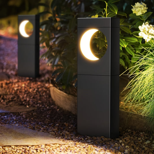 Solar Outdoor Lights 6 Pack, Bright Pathway Outdoor, Achieve, Moon Shape Landscape, Auto On/Off For Outside Yard Garden Path, IPX5 Waterproof Solar Pathway Lights Outdoor( Warm White ) RISE DEFENSE SYSTEMS.AI PRODUCTS