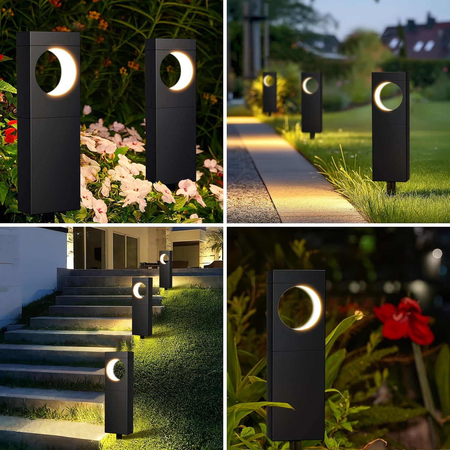 Solar Outdoor Lights 6 Pack, Bright Pathway Outdoor, Achieve, Moon Shape Landscape, Auto On/Off For Outside Yard Garden Path, IPX5 Waterproof Solar Pathway Lights Outdoor( Warm White ) RISE DEFENSE SYSTEMS.AI PRODUCTS
