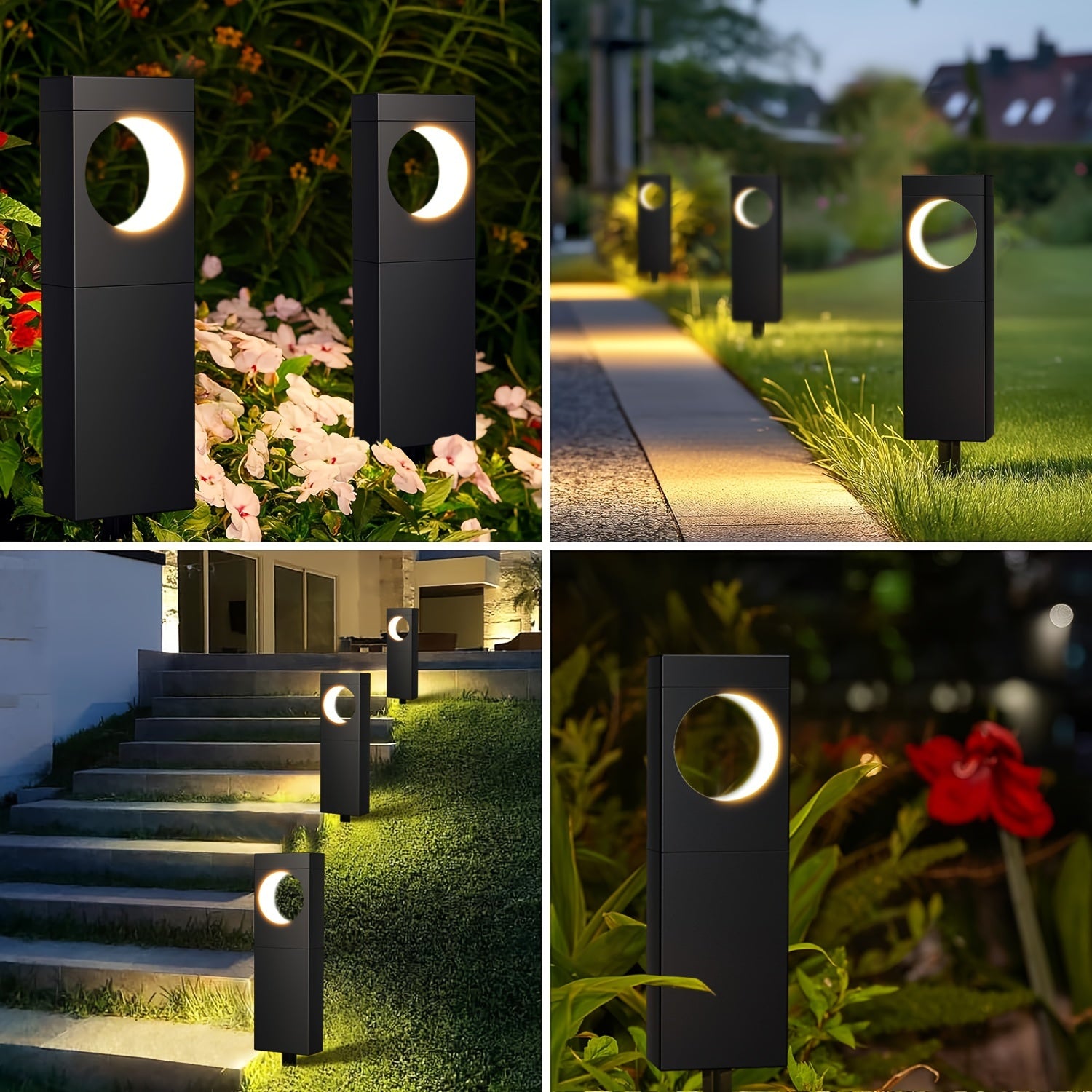 Solar Outdoor Lights 6 Pack, Bright Pathway Outdoor, Achieve, Moon Shape Landscape, Auto On/Off For Outside Yard Garden Path, IPX5 Waterproof Solar Pathway Lights Outdoor( Warm White ) RISE DEFENSE SYSTEMS.AI PRODUCTS